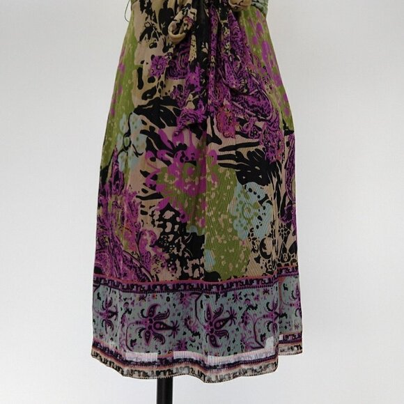 Vintage 90's ICE Mesh Floral Fit & Flare Dress Size 6 Beaded Boho Medallion - Picture 10 of 11